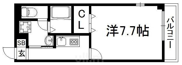 アンプルールフェールエアリーズII(1K/1階)の間取り写真