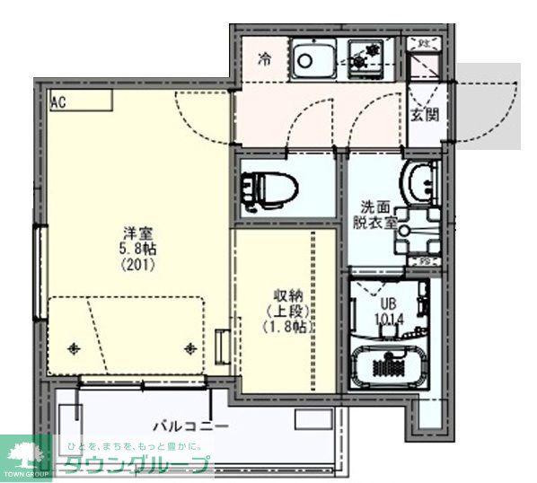 KLEIS北越谷(1K/2階)の間取り写真