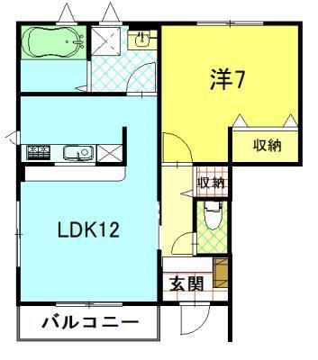 プルミエールC A棟(1LDK/1階)の間取り写真