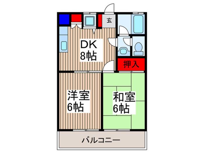 ビューハイムFUJI(2DK/1階)の間取り写真