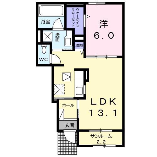 JR篠ノ井線 村井駅 徒歩25分 2階建 築8年(1LDK/1階)の間取り写真