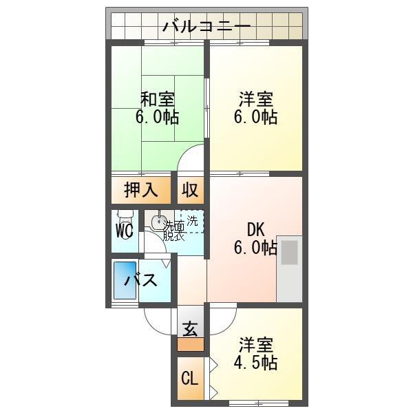 セジュールベル(3DK/2階)の間取り写真