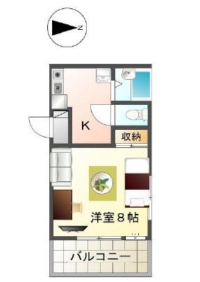 ボンセジュール(1K/2階)の間取り写真