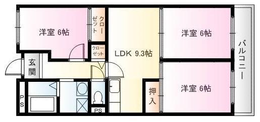 リバーノースビルII(3LDK/2階)の間取り写真