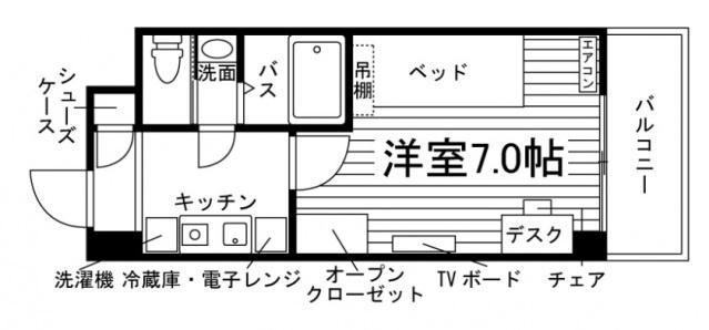 学生会館 UNI EMEAL 福井花月(1K/3階)の間取り写真