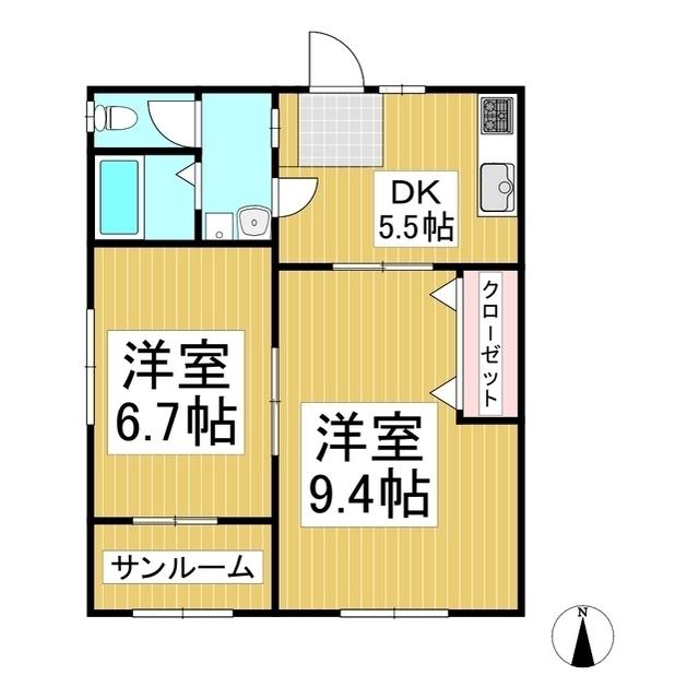 オレンジハウス(2DK/1階)の間取り写真