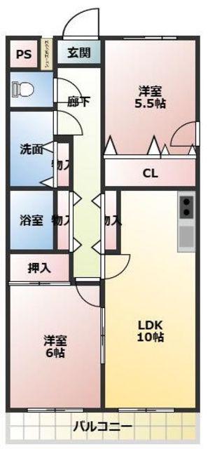 ロイヤルメゾンIV(2LDK/1階)の間取り写真