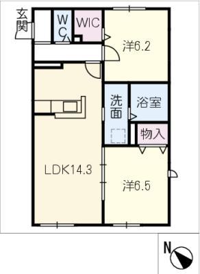 グランデュールメゾンARATA(2LDK/1階)の間取り写真