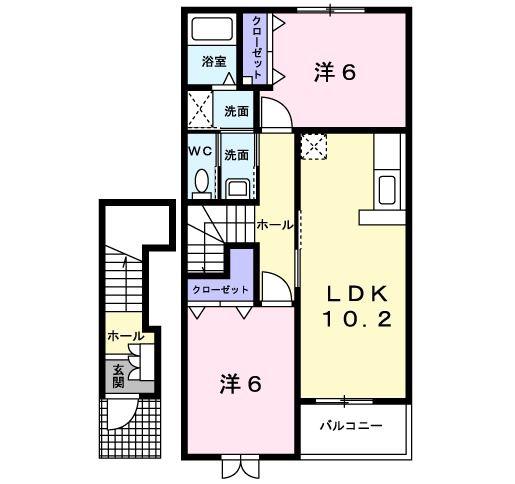プリムローズI・M A(2LDK/2階)の間取り写真