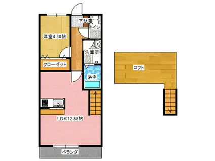 ジェニファー19(1LDK/2階)の間取り写真