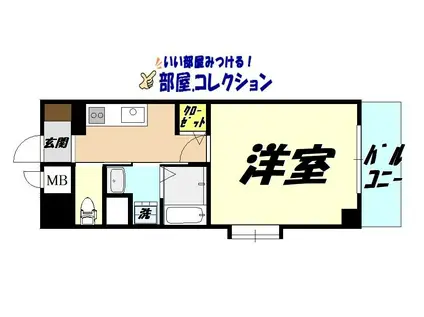 HILLS鍛冶町(1K/12階)の間取り写真