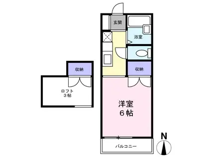 ハイツ大谷(1K/2階)の間取り写真