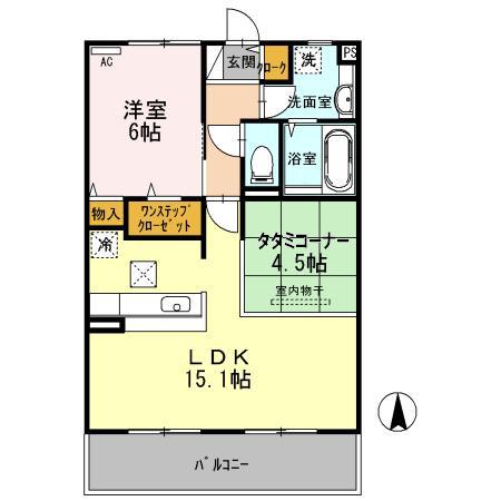 たまきA棟(2LDK/1階)の間取り写真