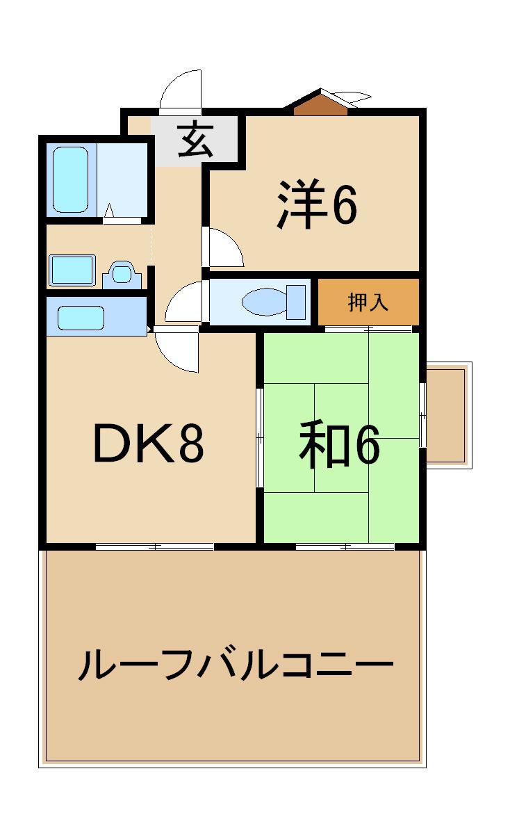 ベルビュー2番館(2LDK/7階)の間取り写真