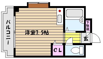 メゾンドール御影(ワンルーム/3階)の間取り写真
