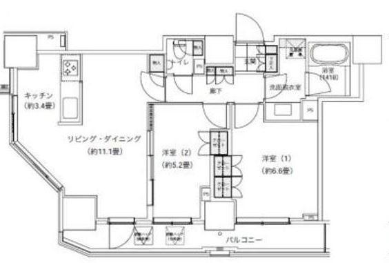 パークキューブ愛宕山タワー(2LDK/23階)の間取り写真