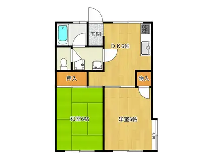 マンションミノリ1(2DK/1階)の間取り写真