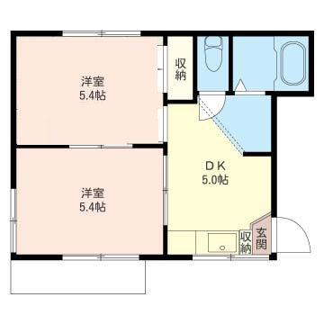 検見川ハイム(2K/1階)の間取り写真