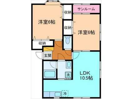サンシャイン(2LDK/1階)の間取り写真