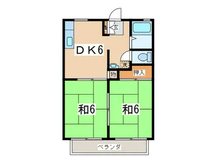 メゾン・ド・コウ(2DK/2階)の間取り写真
