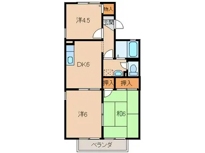 プリシェール藤井(3DK/2階)の間取り写真