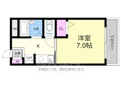 ルービンス観音1(1DK/3階)の間取り写真