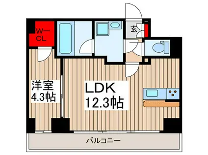 ミルーナヒルズ柏(1LDK/6階)の間取り写真