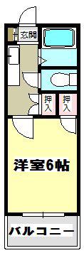 ハイツ山手(1K/1階)の間取り写真