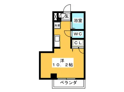 ウエストハウス(ワンルーム/2階)の間取り写真