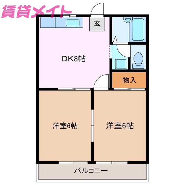 ハイムラズベリー(2DK/2階)の間取り写真