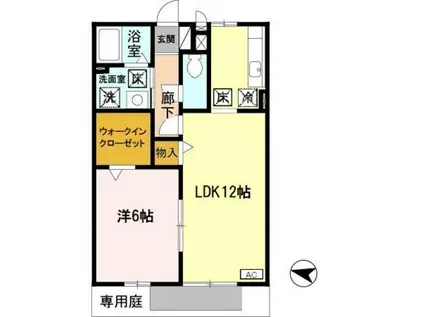 マリン毛見(1LDK/1階)の間取り写真