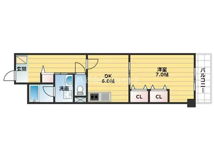 天満リバーサイドプラザ(1DK/2階)の間取り写真