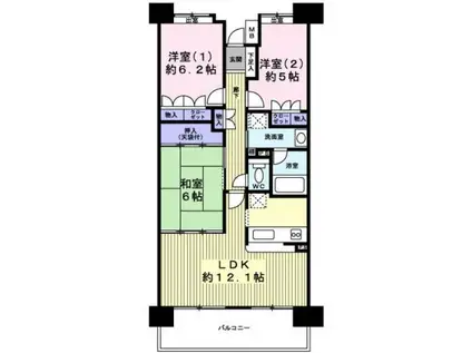 パラッシオ小田原弐番館(3LDK/14階)の間取り写真