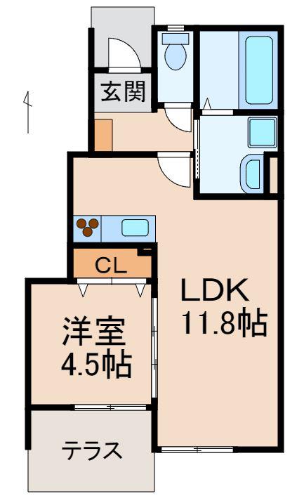ハイツCL(1LDK/1階)の間取り写真