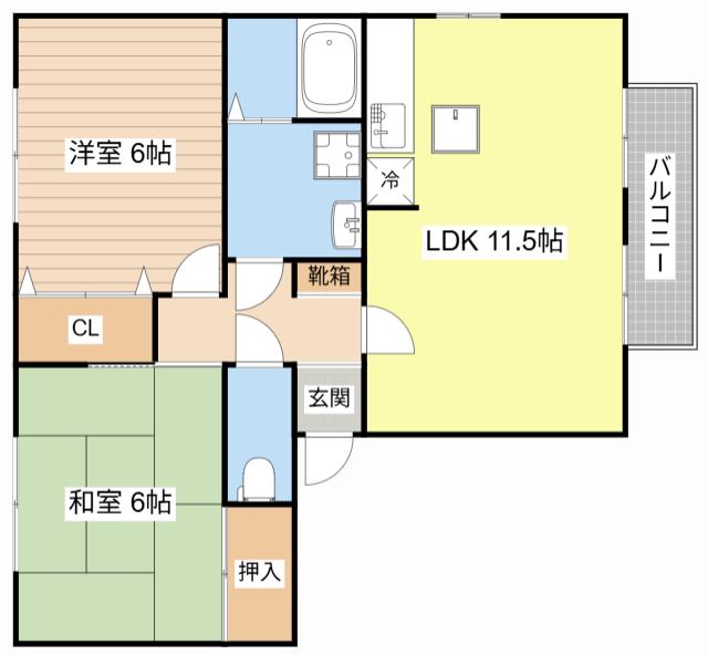 パークハイム(2LDK/1階)の間取り写真