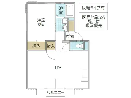 フローラル・ハイツB棟(1LDK/1階)の間取り写真