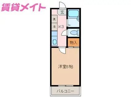 メゾンユートピア(1K/3階)の間取り写真