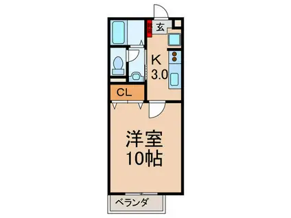 シャンティー1号館(1K/2階)の間取り写真