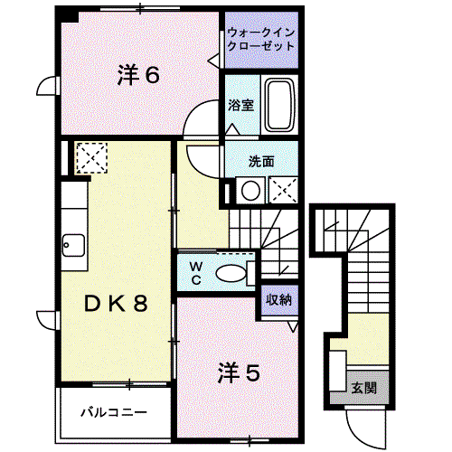 カリーノ(2DK/2階)の間取り写真