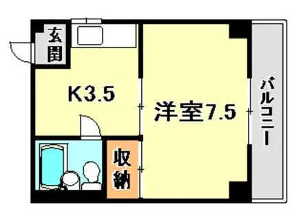 パル平野(1K/3階)の間取り写真