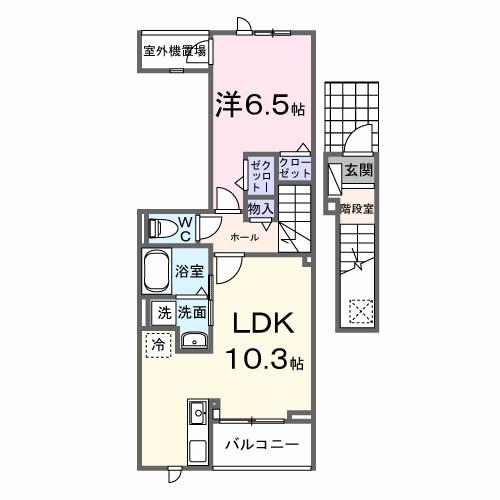 フィールドヒル 茅野(1LDK/2階)の間取り写真