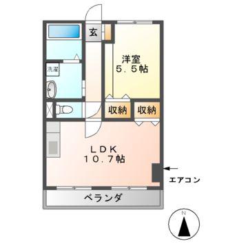 エクセルフジ(1LDK/1階)の間取り写真