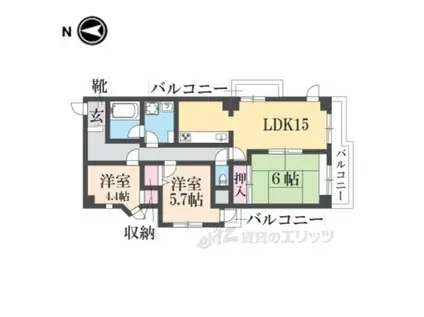 フォルムあやめ池(2LDK/2階)の間取り写真