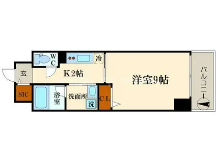 ドゥーエ立売堀(1K/8階)の間取り写真