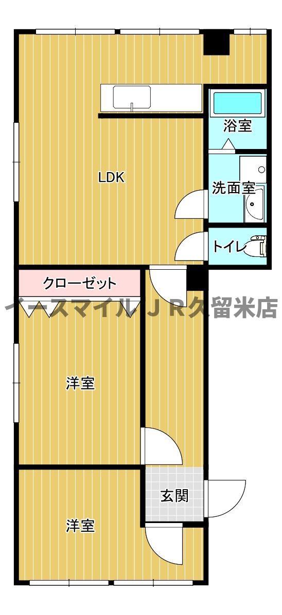 サンライズ通東町(2LDK/5階)の間取り写真