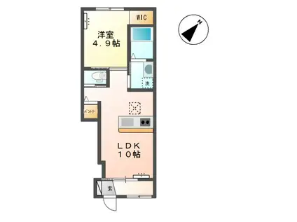 ラ・カンパニュラI(1LDK/1階)の間取り写真