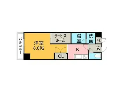 名鉄小牧線 小牧駅 徒歩4分 12階建 築25年(1K/6階)の間取り写真