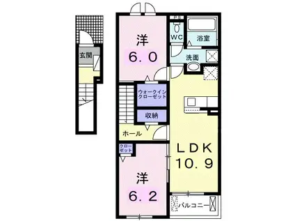 シャトー・グリーンIII(2LDK/2階)の間取り写真