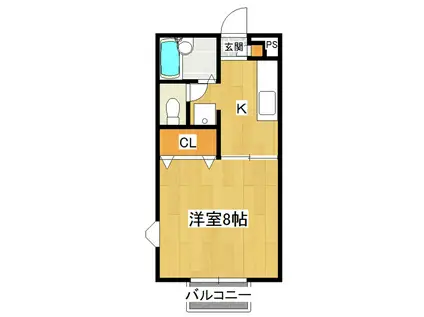 アムール・マナベB(1K/1階)の間取り写真