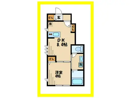 オランジュリー(1DK/1階)の間取り写真